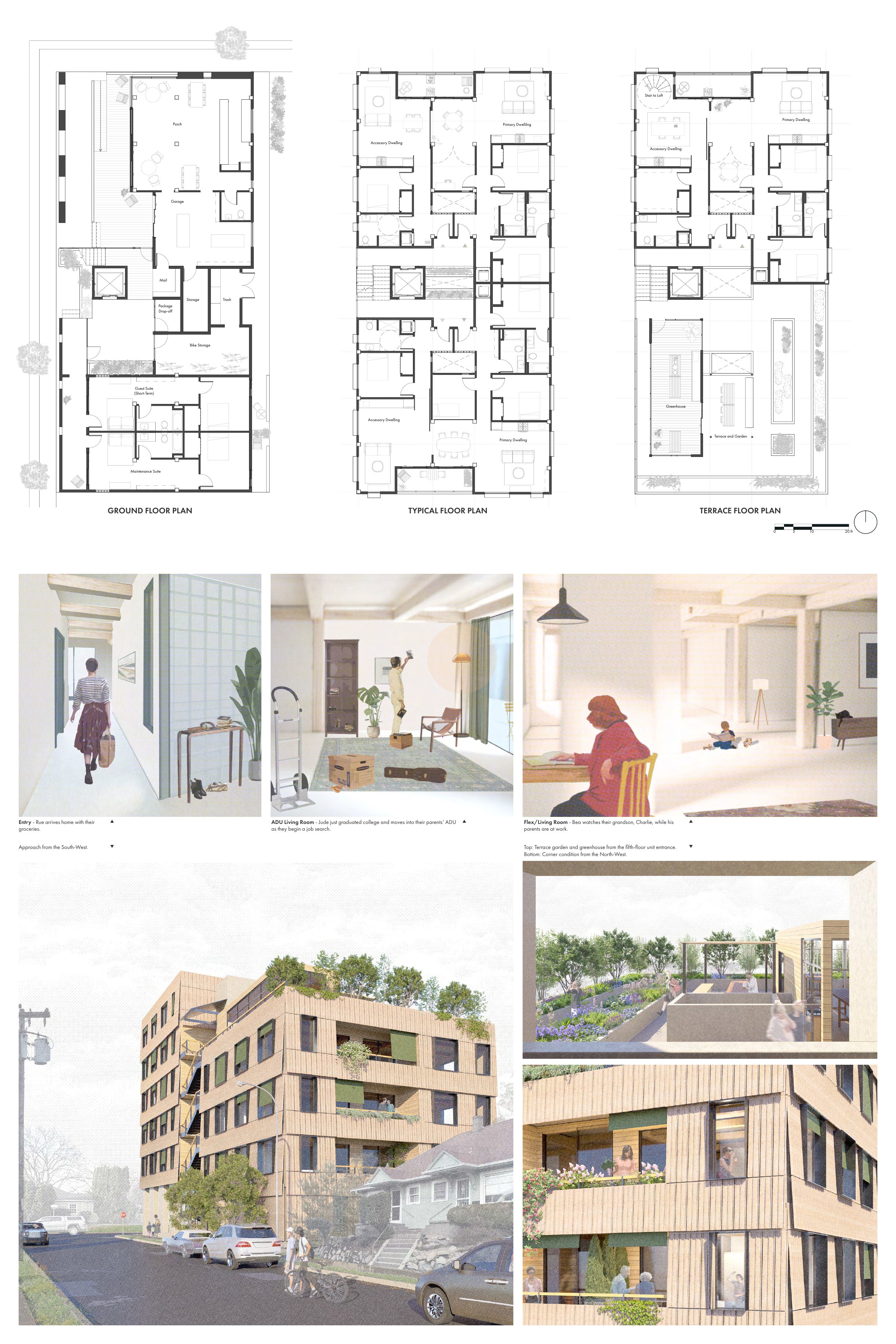 MAAS Board 2 — floor plans, unit types, and facade details
