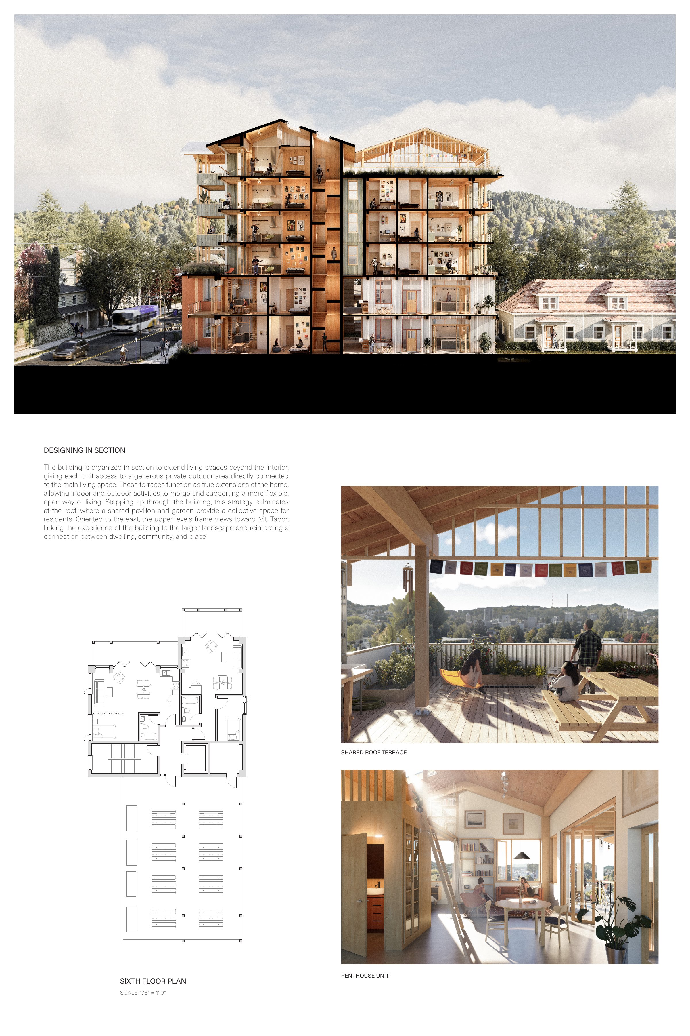 Stair GPT Board 3 — sections, construction details, and mass timber system